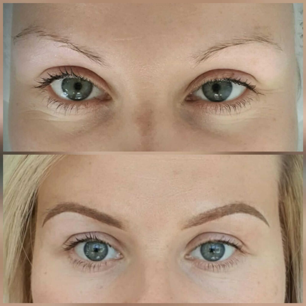 Ombre brow eyebrow treatment before and after treatment